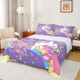thumbnail image 1 of Homewish Dreamy Purple Unicorn Twin Sheet Sets, Cartoon Stars Rainbow Twin Fitted Sheet, Kawaii Cute Animal Flat Sheet, Microfiber Bedroom Decor, 3-Piece, 1 of 8
