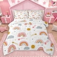 thumbnail image 1 of Homewish Dreamy Rainbow Kids Queen Comforter Set, Kawaii Stars Cloud Sun Bedding Sets, Cute Princess Style Reversible Bedding Comforter Set, Lightweight Room Decor, 3pcs, 1 of 8