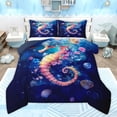 thumbnail image 1 of Homewish Dreamy Seahorse Animal Bedding Comforter Set for Kid, Navy Seashell Starfish Twin Comforter Sets, Flower Floral Reversible Bedding Set, Super Cozy Room Decor, 2pcs, 1 of 8