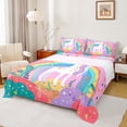 thumbnail image 1 of Homewish Dreamy Unicorn Animal Teens King Sheet Set, Cartoon Rainbow Bedding, 4-Piece, 1 of 7