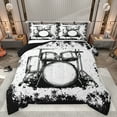 thumbnail image 1 of Homewish Drum Kit Queen Comforter Set,Music Instrument Bedding Sets,Black Splatter Ink Bedding Comforter Set For Boys Kids,Super Cozy Room Decor Reversible,3-Piece, 1 of 8