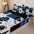thumbnail image 1 of Homewish Eat Baseball Sleep Zipper Full Size Comforter Sets with Fitted Sheet and 2 Pillowcases, Blue Patchwork Zipper Bedding Set for Men and Women, Black Reversible, 4 Pieces, 1 of 6