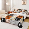 thumbnail image 1 of Homewish Eat Sleep Ballet Bed Sheets for Kids, Chic Stripes Lines King Sheets, Orange Buffalo Patchwork Sheet Set, Breathable Home Decor, 4 Pieces, 1 of 7