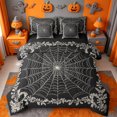 thumbnail image 1 of Homewish Elegant Halloween Spider Web 7-Piece Twin Bedding,Floral Border Print Bedding Comforter Set,Black Cream,Black Reversible, 1 of 8