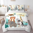 thumbnail image 1 of Homewish Elephant Giraffe Tiger Zebra 7-Piece Full Bedding Set - Kawaii Jungle, 1 of 8