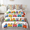 thumbnail image 1 of Homewish Elephant Zebra Giraffe Twin Bedding Sets 7-Piece for Preppy Children Teens,Cartoon Train Bedding Comforter Set Microfiber,Kawaii Jungle Animal Breathable Sheet Sets,Lightweight Room Decor, 1 of 8