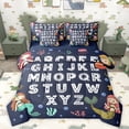 thumbnail image 1 of Homewish English Letters Aplhabet 7 Pieces Bedding Comforter Set,Kids Learning Full Bedding Set,Cute Mermaid Princess Fitted Sheet Flat Sheet For Girls Kids,Breathable Home Decor Reversible, 1 of 8