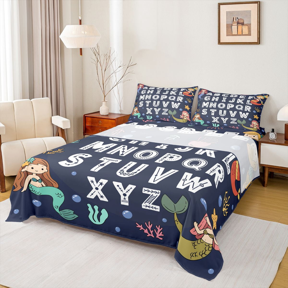 Homewish English Letters Aplhabet Bed Sheets,Kids Learning King Sheets ...