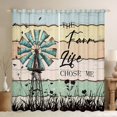 thumbnail image 1 of Homewish Enjoy Farm Life Blackout Curtains Set of 2 (52x84 Each), White Green Cabin Wooden Plank Window Curtains, Countryside Style Curtains and Drapes, Blackout Curtains Decor, 1 of 6