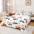 thumbnail image 1 of Homewish Equipment Truck Bulldozer Full Size Sheets,Colorful Cute Rainbow Bed Sheets,White Orange Blue Sheet Sets For Boys Teens,Breathable Home Decor,4pcs, 1 of 7