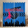 thumbnail image 1 of Homewish Est Sleep Basketball Black Out Curtains for Boys, Modern City Print Curtains Pack of 2 (42x63 Each), Cartoon Sports Theme Bedroom Curtains, Dodger Blue Black Out Curtains Decor, 1 of 7