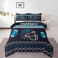 thumbnail image 1 of Homewish Est Sleep Football Full Size Comforter Sets for Kids, Soccer Sports Helmet Bedding Comforter Set, Black Teal Cartoon Reversible Bedding Sets, Ultra Soft Bedroom Decor, 3 Pieces, 1 of 8