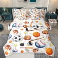 thumbnail image 1 of Homewish Est Sleep Sports Bedding Comforter Set 7 Pieces for Boy, Kawaii Rugby Football Full Bedding Set, Cartoon Soccer Basketball Reversible Fitted Sheet Flat Sheet, Microfiber Bedroom Decor, 1 of 7