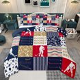 thumbnail image 1 of Homewish Est Sleep Sports Full Size Comforter Sets for Child, Cartoon Hockey Athlete Bedding Comforter Set, Vintage Stripes Patchwork Reversible Bedding Sets, Lightweight Room Decor, 3pcs, 1 of 8