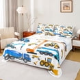 thumbnail image 1 of Homewish Excavator Crane Pattern Twin Sheet Sets,Construction Vehicles Twin Fitted Sheet,Blue Yellow White Flat Sheet For Boys Kids,Luxury Bedroom Decor,3-Piece, 1 of 7