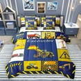 thumbnail image 1 of Homewish Excavator Truck 7-Piece Bedding Comforter Set,Construction Vehicles King Bedding Sets,Yellow Blue Bed Sheets For Boys Teens,Breathable Home Decor Reversible, 1 of 8