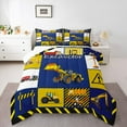 thumbnail image 1 of Homewish Excavator Truck Queen Comforter Set,Construction Vehicles Bedding Sets,Yellow Blue Bedding Comforter Set For Boys Teens,Breathable Home Decor Reversible,3pcs, 1 of 8