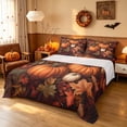 thumbnail image 1 of Homewish Fall Pumpkin Bed Sheets, Autumn Harvest Season Full Size Sheets, Rust Orange Brown Cream, 4pcs (1 Flat Sheet, 1 Fitted Sheet and 2 Pillowcases), 1 of 5