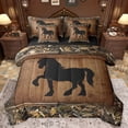 thumbnail image 1 of Homewish Farm Animal Horse 7-Piece Twin Bedding Sets,Country Farmhouse Lodge Bedding Comforter Set,Brown Black Sheet Sets For Boys Kids,Microfiber Bedroom Decor Reversible, 1 of 8