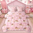 thumbnail image 1 of Homewish Farm Animal Horse 7pcs Bedding Comforter Set,Cartoon Flower Floral Queen Bedding Sets,Western Cowgirl Queen Sheet Sets For Girls Kids,Microfiber Bedroom Decor Reversible, 1 of 9