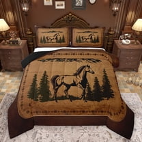 Homewish Farm Animal Horse Bedding Comforter Set,Rustic Western Farmhouse Twin Comforter Sets,Country Lodge Bedding Set For Boys Kids,Ultra Soft Home Decor Reversible,2pcs