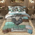 thumbnail image 1 of Homewish Farm Rooster Animal Bedding Comforter Set 7 Pieces, Rustic Farmhouse Full Bedding Set, Western Lodge Cabin Reversible Fitted Sheet Flat Sheet, Super Cozy Room Decor, 1 of 8