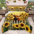 thumbnail image 1 of Homewish Farmhouse Brown Cow Bedding Comforter Set for Teen, Rustic Yellow Sunflower Twin Comforter Sets, Animal Reversible Bedding Set, Super Cozy Room Decor, 2-Piece, 1 of 8