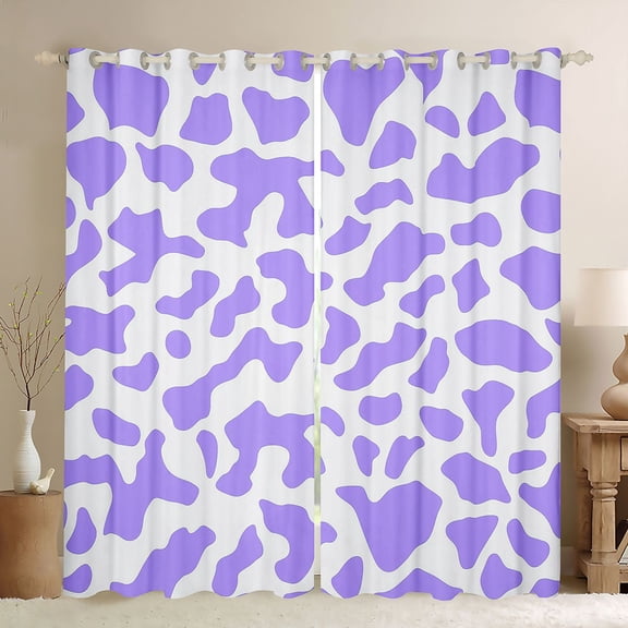 Homewish Farmhouse Cow Print Black Out Curtains for Teens,Rustic Animal Cattle Curtains Pack of 2 (42x63 Each),Abstract Geometric Bedroom Curtains,Breathable Home Decor