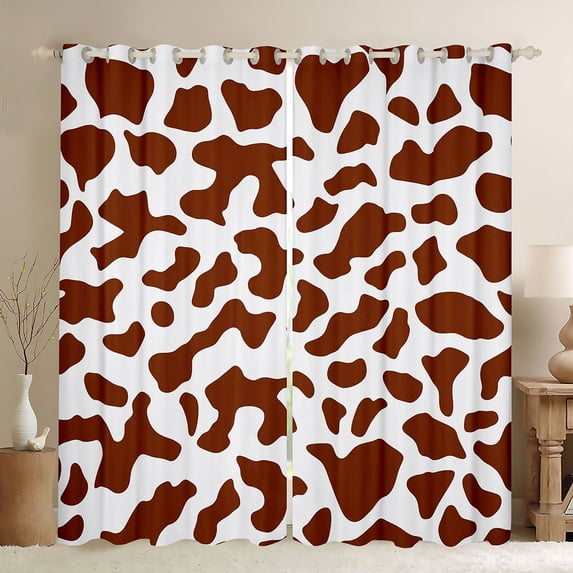 Homewish Farmhouse Cow Print Blackout Curtains Set of 2 (52x84 Each) for Teens,Rustic Animal Cattle Window Curtains,Abstract Geometric Curtains and Drapes,Breathable Home Decor