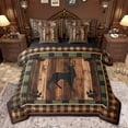thumbnail image 1 of Homewish Farmhouse Deer Animal Bedding Comforter Set 7 Pieces for Men, Black Brown Buffalo Plaid Full Bedding Set, Western Lodge Cabin Reversible Fitted Sheet Flat Sheet, Microfiber Bedroom Decor, 1 of 7