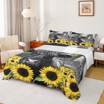 Homewish Farmhouse Highland Cattle Twin Sheet Sets,Country Floral Sunflower Twin Fitted Sheet,Paris Eiffel Tower Flat Sheet For Boys Kids,Ultra Soft Home Decor,3pcs