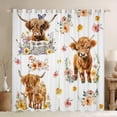 thumbnail image 1 of Homewish Farmhouse Highland Cow Curtains Pack of 2 (42x84 Each),Multicolor Country Floral Curtains Blackout,White Brown Bedroom Curtains For Girls,Breathable Home Decor, 1 of 6