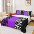 thumbnail image 1 of Homewish Fashion Abstract Teens Queen Sheet Sets, Modern Zebra Cheetah Print Flat Sheet, Chic Purple Polkadots Queen Fitted Sheet, Breathable Home Decor, 4 Pieces, 1 of 7