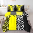 thumbnail image 1 of Homewish Fashion Abstract Teens Twin Bedding Sets 7-Piece, Modern Zebra Cheetah Print Bedding Comforter Set, Chic Yellow Polkadots Reversible Sheet Sets, Lightweight Room Decor, 1 of 7