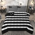 thumbnail image 1 of Homewish Fashion American Flag Full Size Comforter Sets, Black Grey Stripes Bedding Comforter Set, Modern Abstract Ombre Reversible Bedding Sets, Luxury Bedroom Decor, 3pcs, 1 of 8