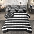 thumbnail image 1 of Homewish Fashion American Flag Twin Bedding Sets 7-Piece, Black Grey Stripes Bedding Comforter Set, Modern Abstract Ombre Reversible Sheet Sets, Luxury Bedroom Decor, 1 of 7