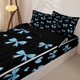 thumbnail image 1 of Homewish Fashion Bow Heart Zipper Twin Comforter Sets with Fitted Sheet and 2 Pillowcases for Girls, Blue Bow Zipper Bedding Set for Kids Teens, Black Reversible, 4 Pieces, 1 of 6