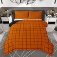 thumbnail image 1 of Homewish Fashion Buffalo Plaid Queen Comforter Set, Orange Modern Checkered Bedding Sets, Teens Kids Adult Reversible Bedding Comforter Set, Lightweight Room Decor, 3-Piece, 1 of 8