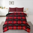 thumbnail image 1 of Homewish Fashion Checkered Plaid Bedding Comforter Set for Kids, Black Red Rectangle Square Twin Comforter Sets, Chic Buffalo Reversible Bedding Set, Super Cozy Room Decor, 2-Piece, 1 of 8