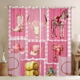 thumbnail image 1 of Homewish Fashion Cowgirl Cat Black Out Curtains, Pink Western Patchwork Curtains Pack of 2 (42x63 Each), Kawaii Rustic Horse Animal Bedroom Curtains, Living Room Curtains Decor, 1 of 7