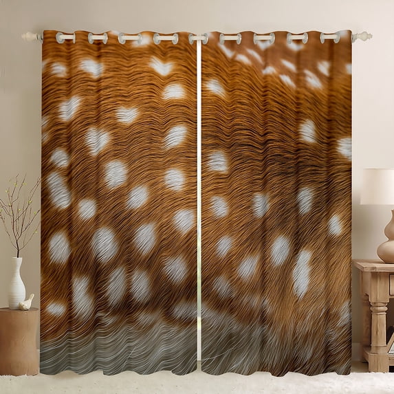 Homewish Fashion Deer Print Blackout Curtains Set of 2 (52x84 Each) foe Adult, Wildlife Animal Window Curtains, Rustic Farmhouse Theme Curtains and Drapes, Black Out Curtains Decor