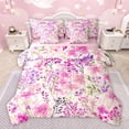 thumbnail image 1 of Homewish Fashion Flower Floral Twin Bedding Sets 7-Piece, Pink Watercolor Art Bedding Comforter Set, Rustic Cherry Blossoms Reversible Sheet Sets, Luxury Bedroom Decor, 1 of 7