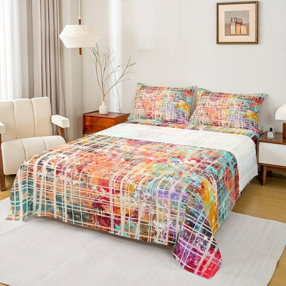 Homewish Fashion Graffiti Adult Full Size Sheets, Stripes Abstract ...
