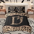 thumbnail image 1 of Homewish Fashion Initial Letter Bedding Comforter Set 7pcs, Chic Monogrammed D Queen Bedding Sets, Kawaii Cheetah Bowknot Reversible Queen Sheet Sets, Lightweight Room Decor, 1 of 8