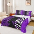 thumbnail image 1 of Homewish Fashion Leopard Print Twin Sheet Sets, Purple Princess Bow-tie Twin Fitted Sheet, Mystic Glitter Stars Flat Sheet, Lightweight Room Decor, 3 Pieces, 1 of 7