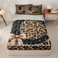 thumbnail image 1 of Homewish Fashion Leopard Print Zipper Full Size Comforter Sets with Fitted Sheet and 2 Pillowcases, Ribbon C Letter Zipper Bedding Set, Gray Reversible, 4 Pieces, 1 of 6