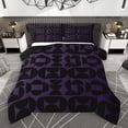 thumbnail image 1 of Homewish Fashion Minimalst Adult Full Size Comforter Sets, Black Purple Square Cycle Bedding Comforter Set, Modern Abstract Reversible Bedding Sets, Breathable Home Decor, 3 Pieces, 1 of 8