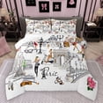 thumbnail image 1 of Homewish Fashion Paris Girl Queen Comforter Set, Romantic Valentine's Day Bedding Sets, Teen Adult Girl Women Reversible Bedding Comforter Set, Super Cozy Room Decor, 3-Piece, 1 of 8
