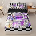 thumbnail image 1 of Homewish Fashion Perfume Print Zipper Twin Comforter Sets with Fitted Sheet and 2 Pillowcases,Lipstick Flowers Zipper Bedding Set,Purple,Black Reversible,4pcs, 1 of 8