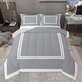 thumbnail image 1 of Homewish Fashion Square Adult Bedding Comforter Set, Modern Abstract Stripes Twin Comforter Sets, Grey White Lines Reversible Bedding Set, Lightweight Room Decor, 2-Piece, 1 of 8